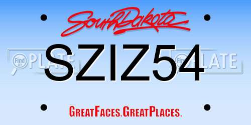 SZIZ54 South Dakota License Plate