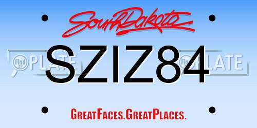 SZIZ84 South Dakota License Plate