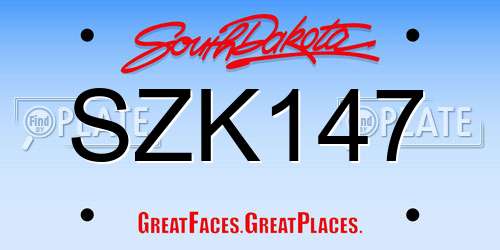 SZK147 South Dakota License Plate