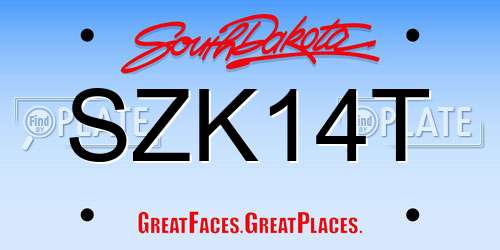 SZK14T South Dakota License Plate