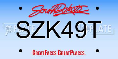 SZK49T South Dakota License Plate