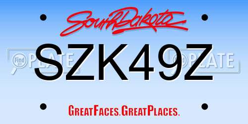 SZK49Z South Dakota License Plate