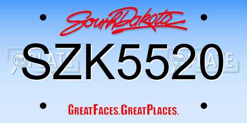 SZK5520 South Dakota License Plate