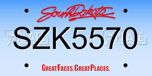 SZK5570 South Dakota License Plate