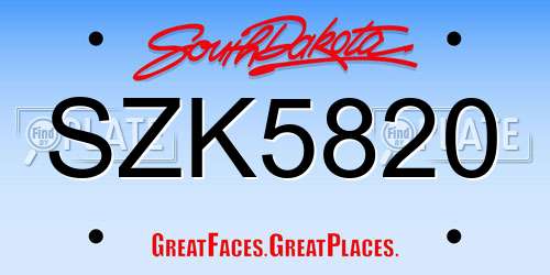 SZK5820 South Dakota License Plate