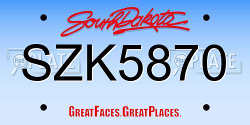 SZK5870 South Dakota License Plate