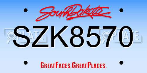 SZK8570 South Dakota License Plate