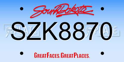 SZK8870 South Dakota License Plate