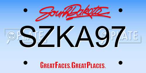 SZKA97 South Dakota License Plate