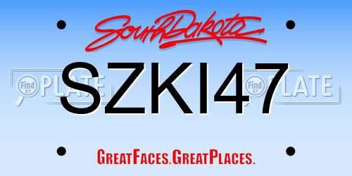 SZKI47 South Dakota License Plate