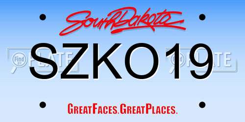 SZKO19 South Dakota License Plate