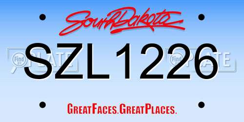 SZL1226 South Dakota License Plate