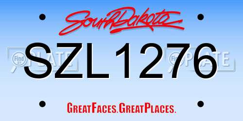 SZL1276 South Dakota License Plate