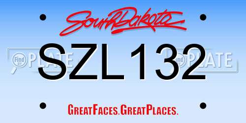 SZL132 South Dakota License Plate