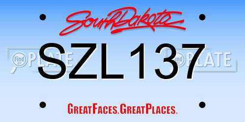 SZL137 South Dakota License Plate