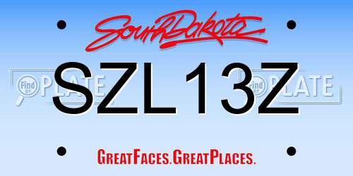 SZL13Z South Dakota License Plate