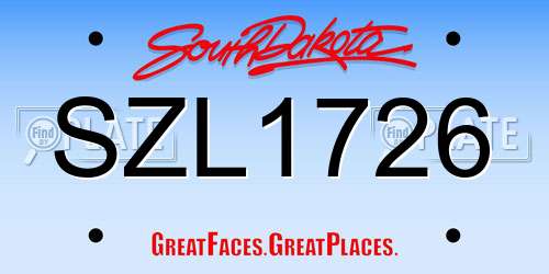SZL1726 South Dakota License Plate