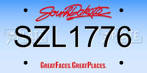 SZL1776 South Dakota License Plate