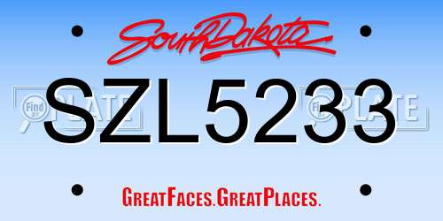 SZL5233 South Dakota License Plate