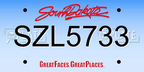 SZL5733 South Dakota License Plate