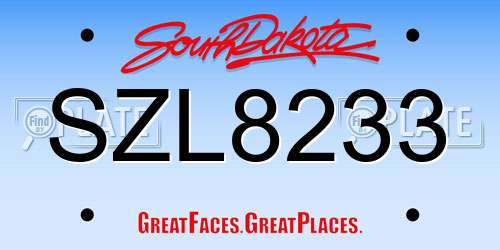 SZL8233 South Dakota License Plate