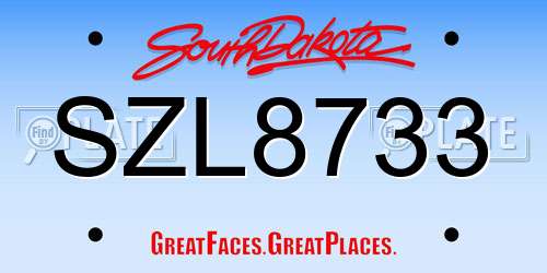 SZL8733 South Dakota License Plate
