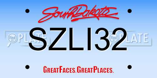 SZLI32 South Dakota License Plate