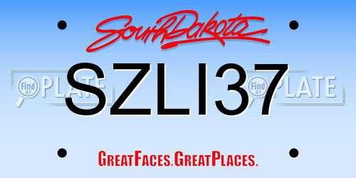 SZLI37 South Dakota License Plate