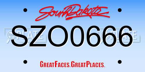 SZO0666 South Dakota License Plate