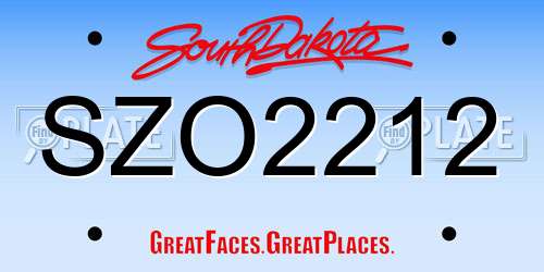 SZO2212 South Dakota License Plate