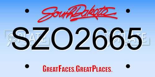 SZO2665 South Dakota License Plate