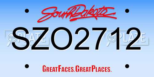 SZO2712 South Dakota License Plate