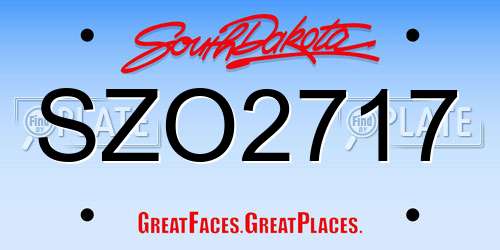 SZO2717 South Dakota License Plate
