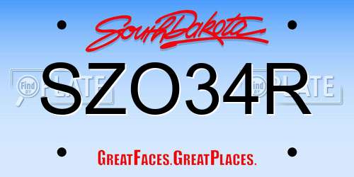 SZO34R South Dakota License Plate