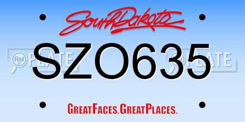SZO635 South Dakota License Plate