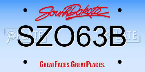 SZO63B South Dakota License Plate