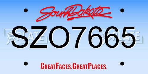SZO7665 South Dakota License Plate