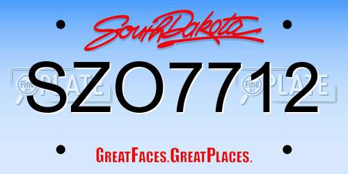 SZO7712 South Dakota License Plate