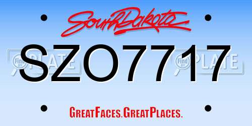 SZO7717 South Dakota License Plate
