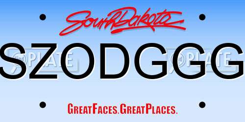SZODGGG South Dakota License Plate