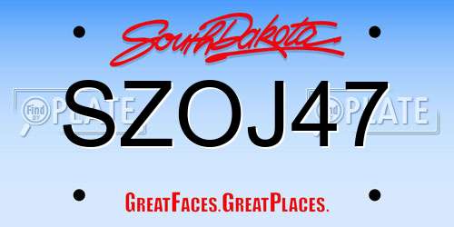 SZOJ47 South Dakota License Plate