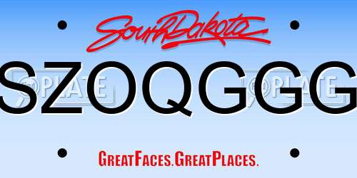 SZOQGGG South Dakota License Plate