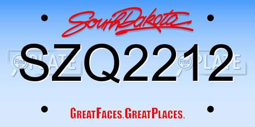 SZQ2212 South Dakota License Plate
