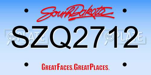 SZQ2712 South Dakota License Plate