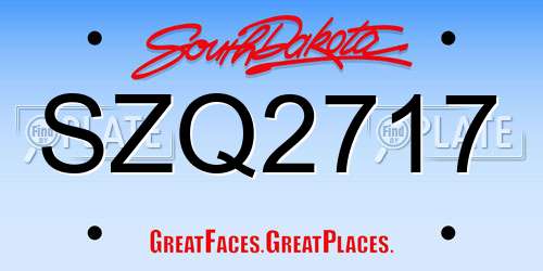 SZQ2717 South Dakota License Plate