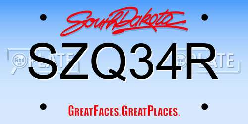SZQ34R South Dakota License Plate