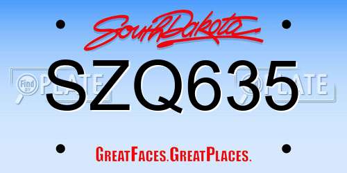 SZQ635 South Dakota License Plate