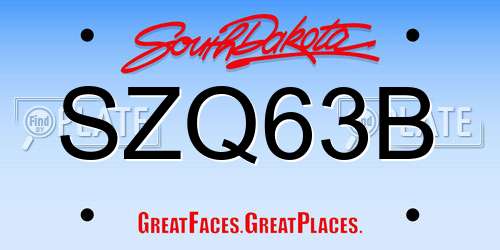 SZQ63B South Dakota License Plate