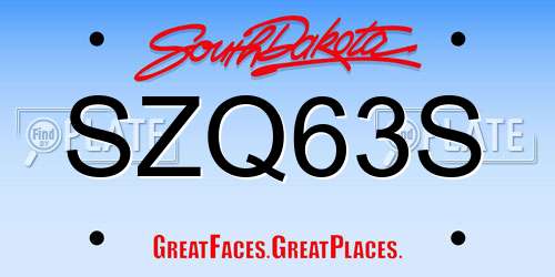 SZQ63S South Dakota License Plate