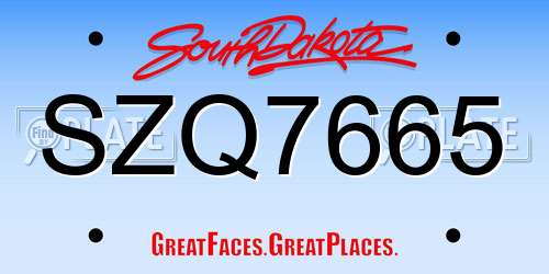 SZQ7665 South Dakota License Plate